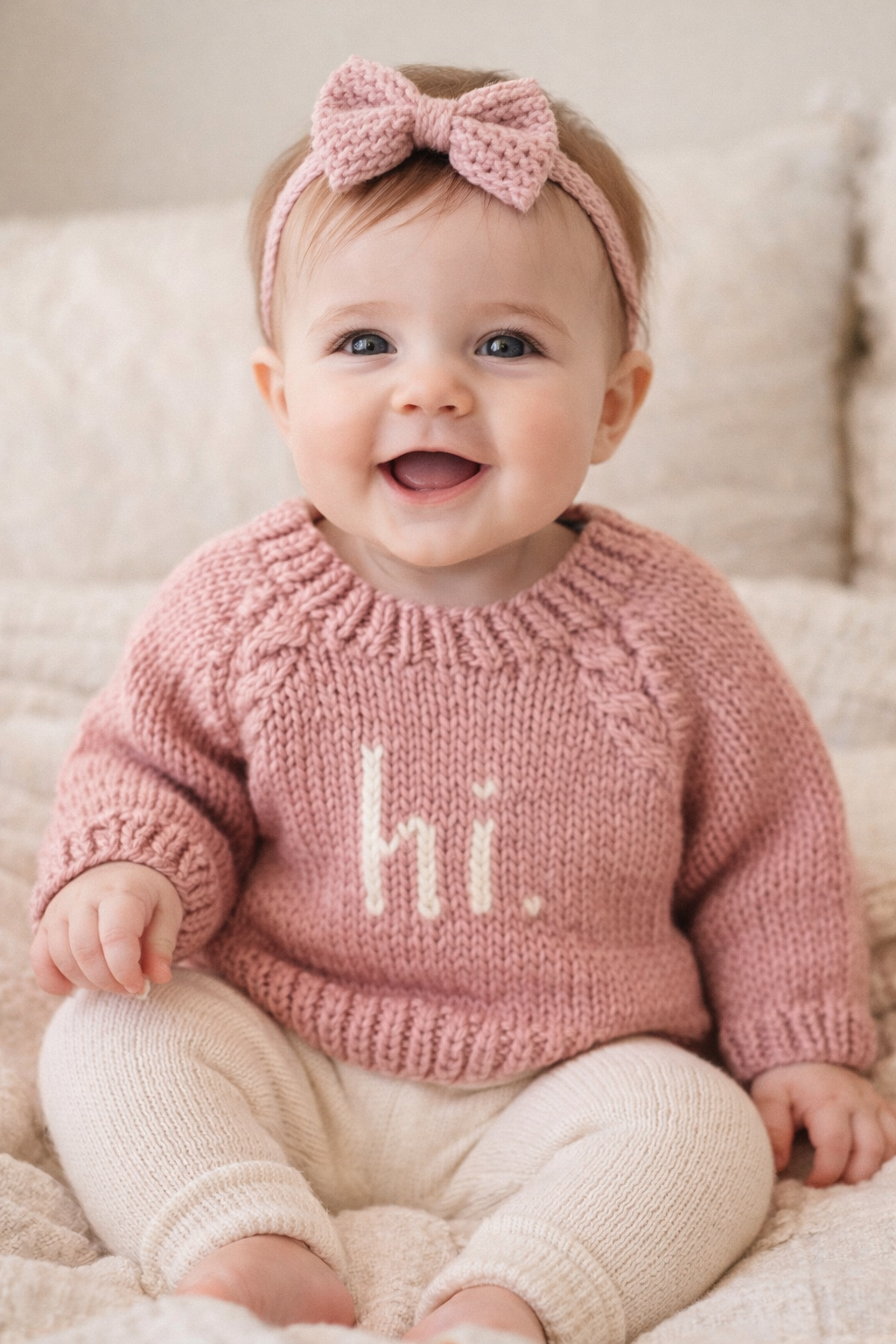 Hi. Hand-Knit Baby Sweater | Soft Luxury Knit
