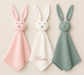 Personalized Knit Bunny Lovey | Baby Name Security Blanket