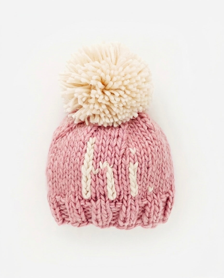 Hi. Hand-Knit Pom Pom Beanie  | Soft Luxury Knit