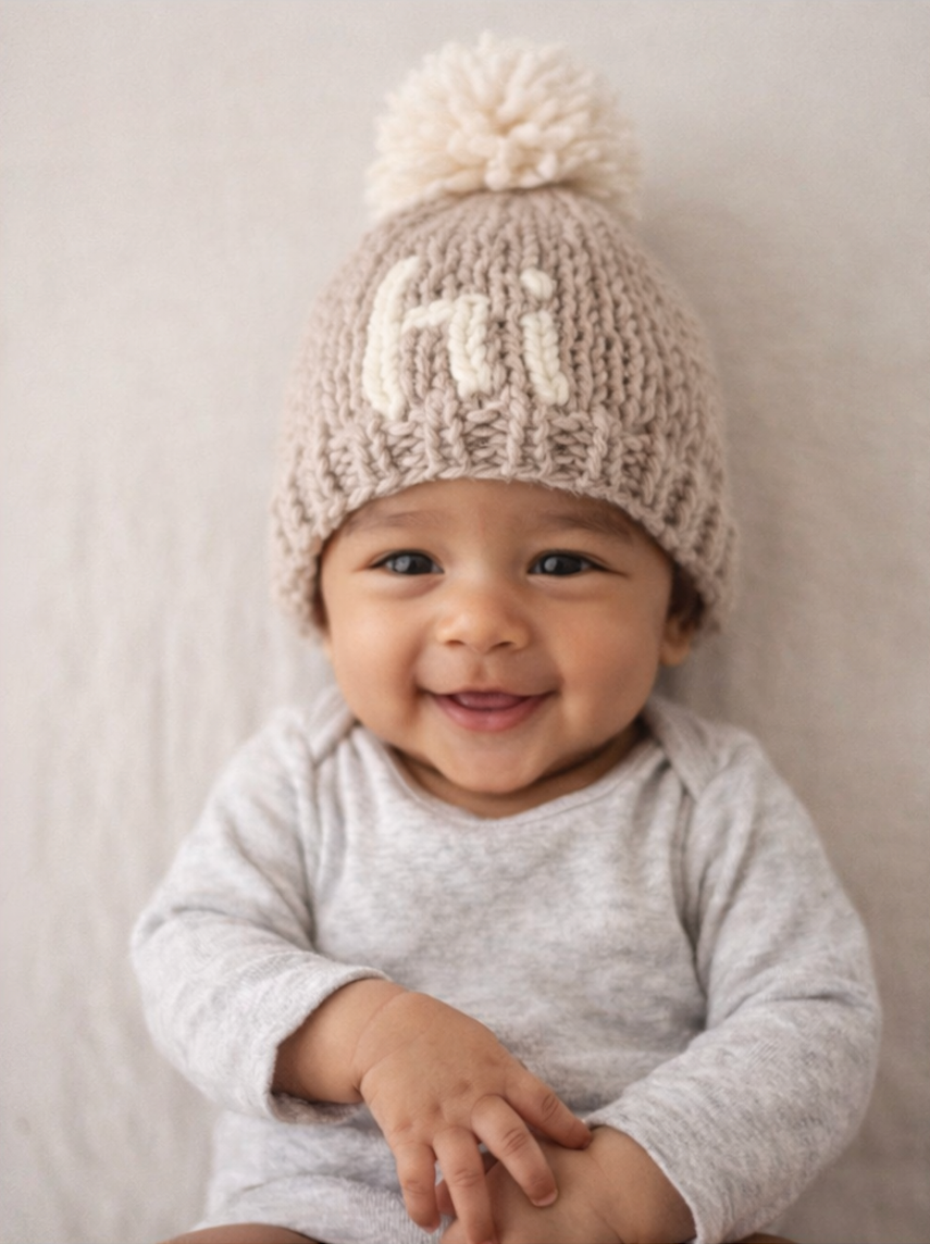 Hi. Hand-Knit Pom Pom Beanie  | Soft Luxury Knit