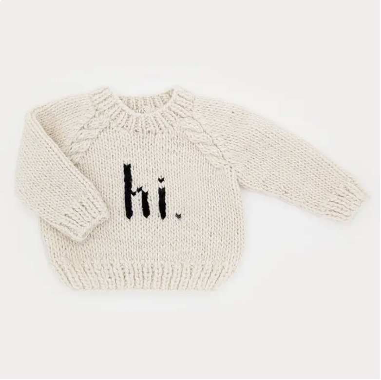 Hi. Hand-Knit Baby Sweater | Soft Luxury Knit